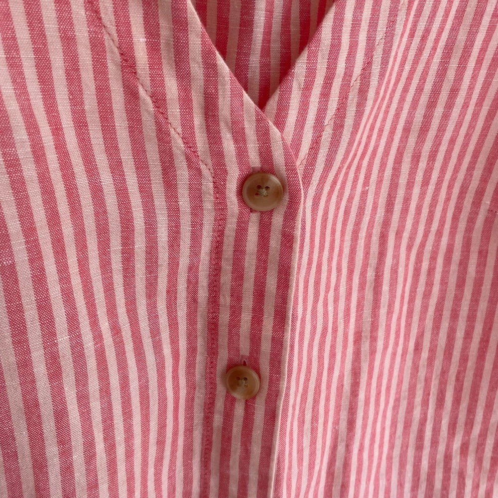 Talbots V-Neck Shell Button Down Sleeveless Linen… - image 4